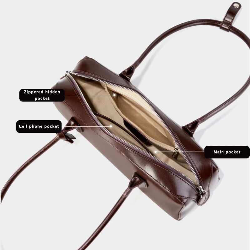 Wine Red Rectangular Underarm Bags For Women Genuine Leather Elegant Daily Shoulder Bags Fashion Designer Handbag Shopping Bag